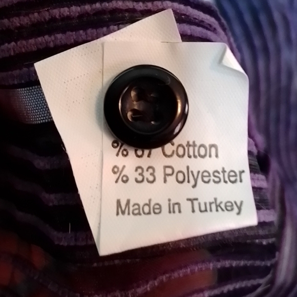 James Lord James Lord vertical striped sheer breezy button down shirt purple 2x - Picture 4 of 8